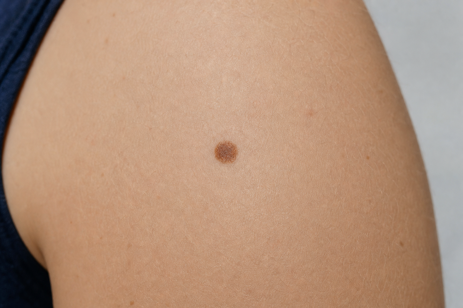 Melanocytic naevus on skin during clinical capture