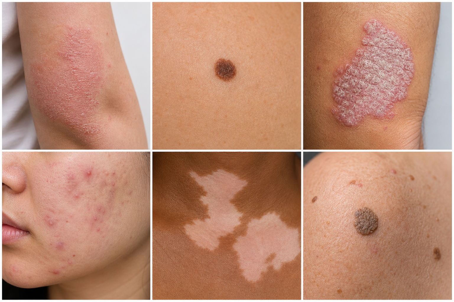 Diverse skin conditions across different skin types and tones in ALCROEN's clinical dataset